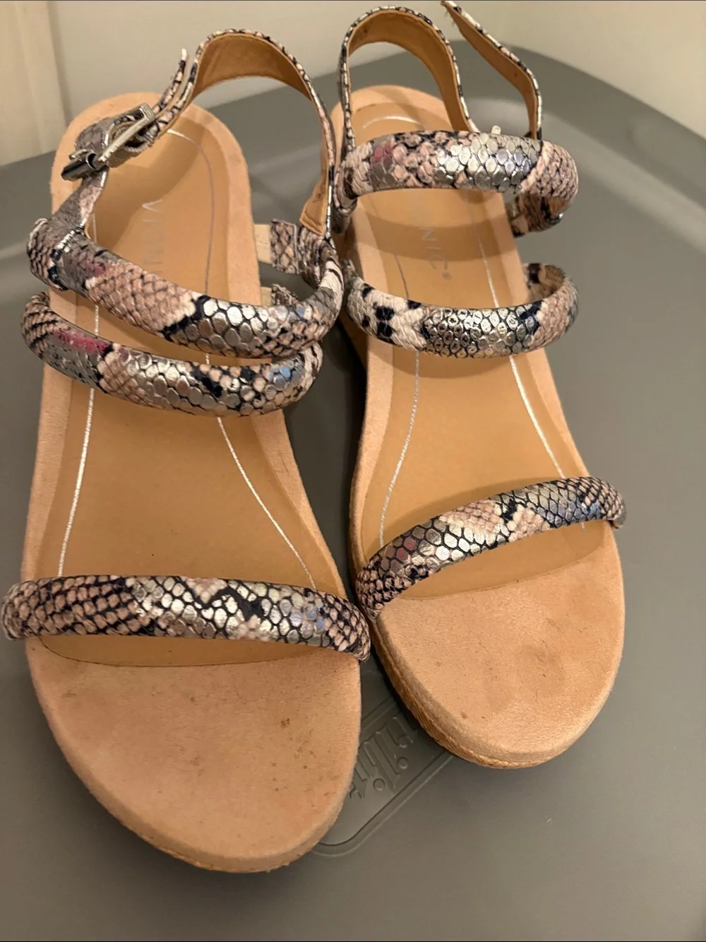 Vionic Snake-Print Strappy Wedge Sandals in Neutral Multi